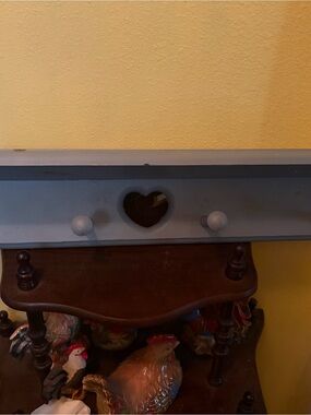 Wood Wall Shelf with Heart Cutout - Light Blue-2